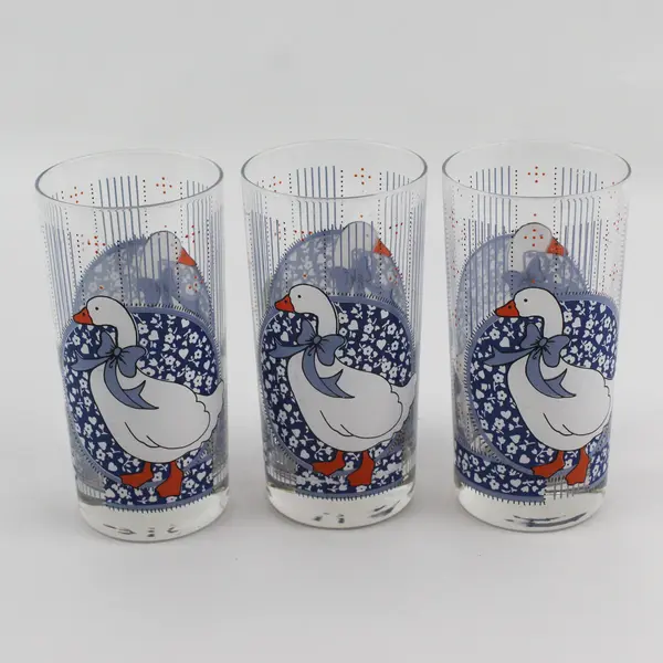 Set of 3 Baker Hart And Stuart Blue Goose 14 Ounce Tumblers 5.5"