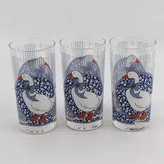 Set of 3 Baker Hart And Stuart Blue Goose 14 Ounce Tumblers 5.5"