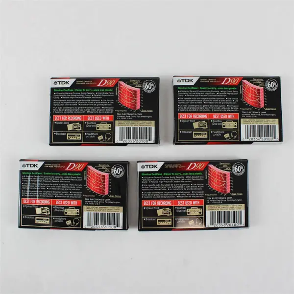 Lot of 4 TDK D90 Slimline High Output Cassette Tapes New