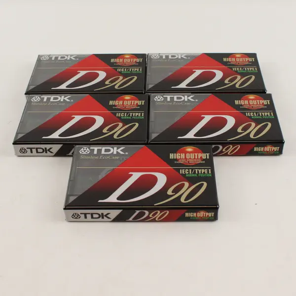 Lot of 5 TDK D90 High Output Blank Audio Cassette Tapes 90 Min Sealed