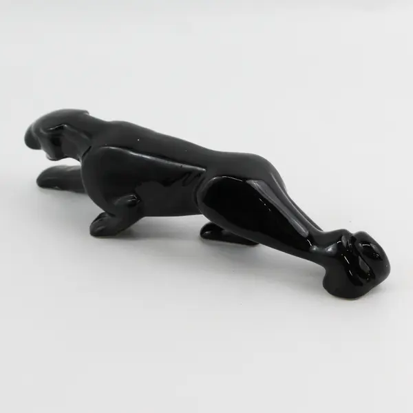 Vintage 1950's Ceramic Stalking Black Panther Figurine 10.5"