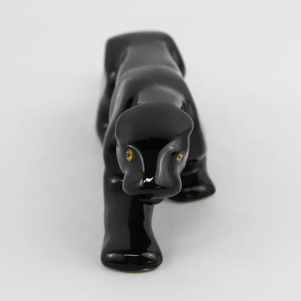 Vintage 1950's Ceramic Stalking Black Panther Figurine 10.5"