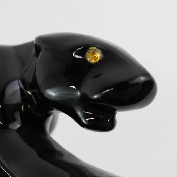 Vintage 1950's Ceramic Stalking Black Panther Figurine 10.5"