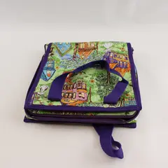 Timeless Totes Purple Cats Houses Scrapbook Tote 11 Clear Zippered Pockets