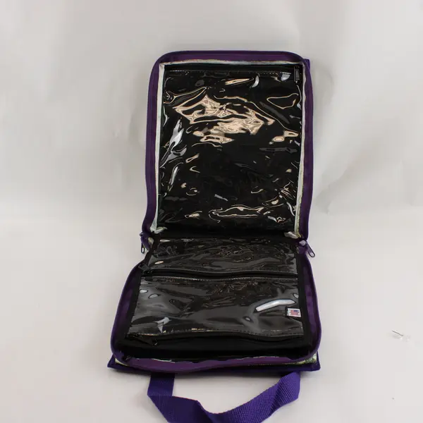 Timeless Totes Purple Cats Houses Scrapbook Tote 11 Clear Zippered Pockets