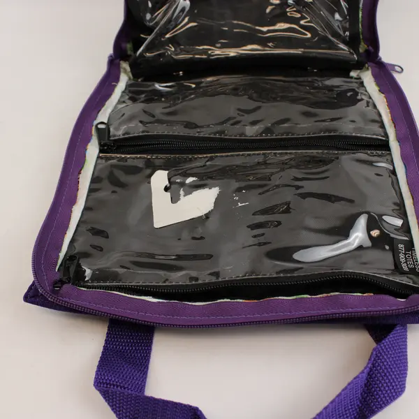 Timeless Totes Purple Cats Houses Scrapbook Tote 11 Clear Zippered Pockets
