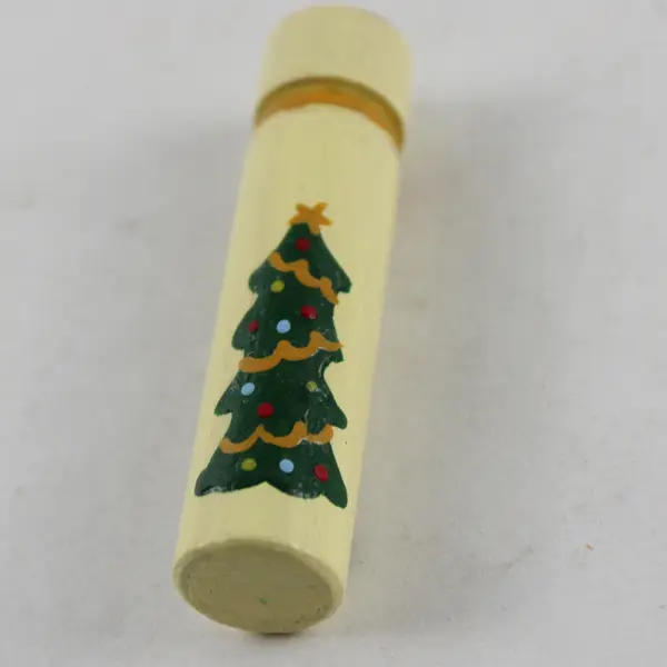Wooden Needle Case Hand Painted Christmas Tree Sewing Collectible
