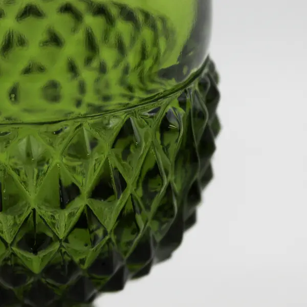 Set of 4 Vintage Indiana Glass Diamond Point Water Goblets Avocado Green 