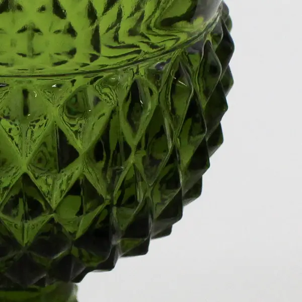 Set of 3 Vintage Indiana Glass Diamond Point Water Goblets Avocado Green 