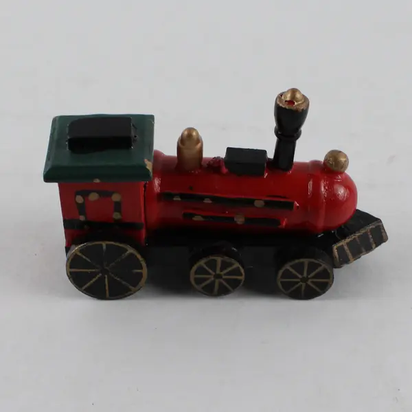 Vintage-Style Wooden Red Black Steam Locomotive Toy Display Train