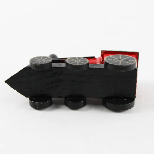 Vintage-Style Wooden Red Black Steam Locomotive Toy Display Train