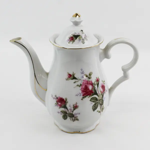8.5" Pink Rose Coffee Pot Made In Japan