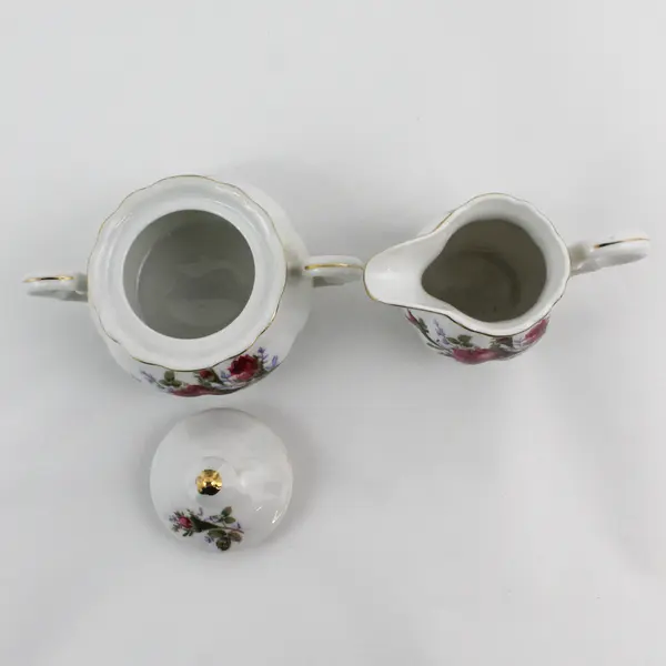 Pink Rose Creamer And Lidded Sugar Bowl Japan