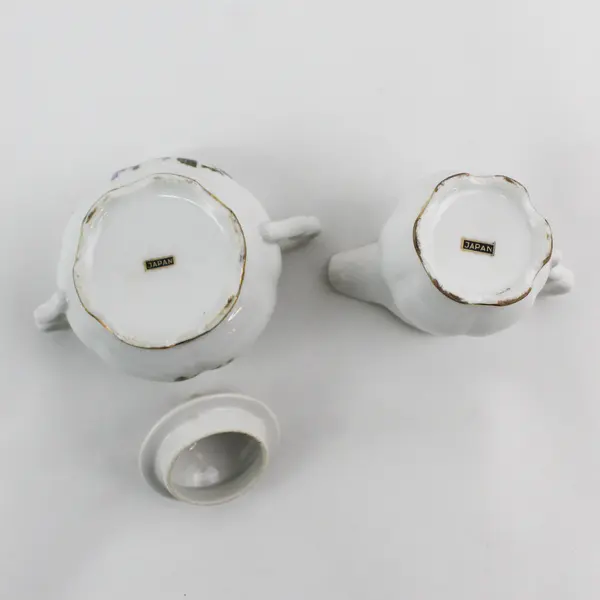 Pink Rose Creamer And Lidded Sugar Bowl Japan