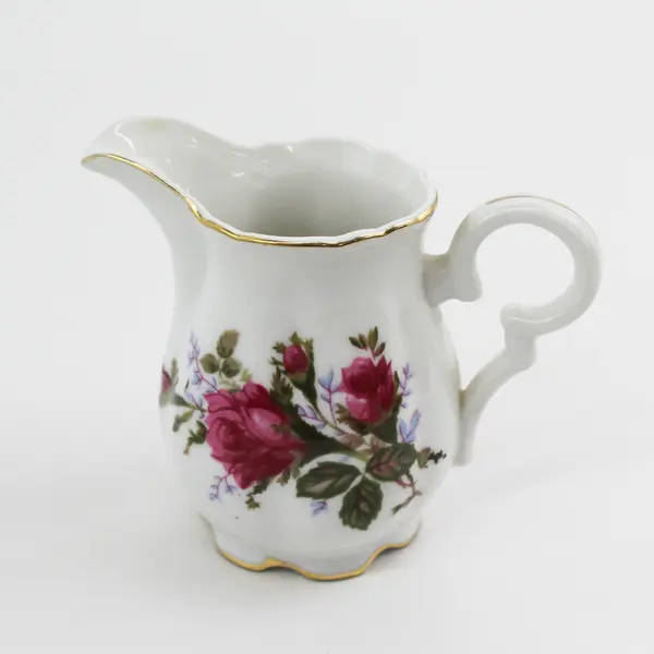 Pink Rose Creamer And Lidded Sugar Bowl Japan
