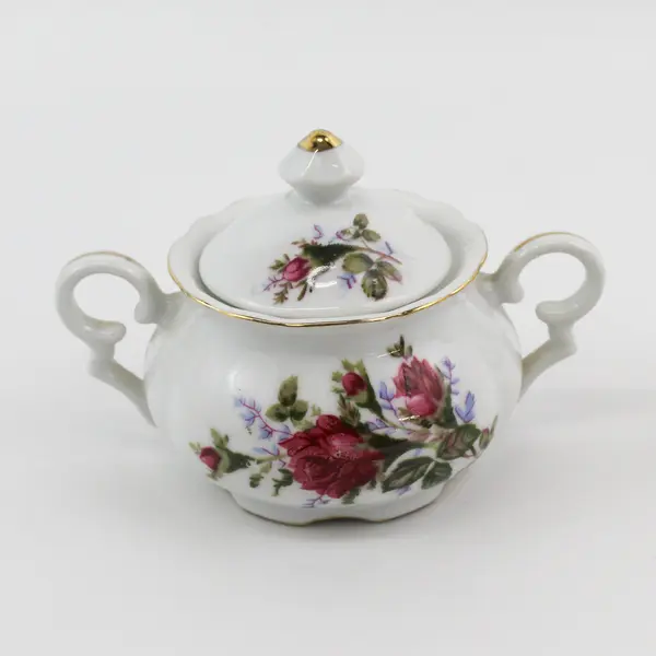 Pink Rose Creamer And Lidded Sugar Bowl Japan