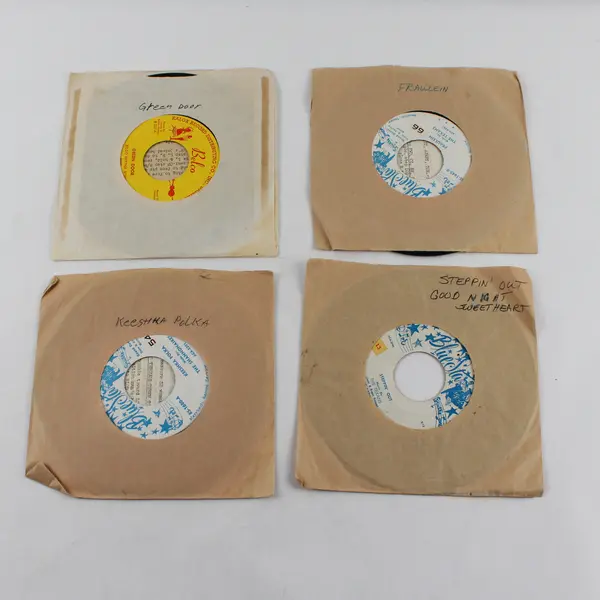 Lot of 4 Belco Rhythm Boys Band Blue Star Texans Shannonaires 45 RPM Vinyl