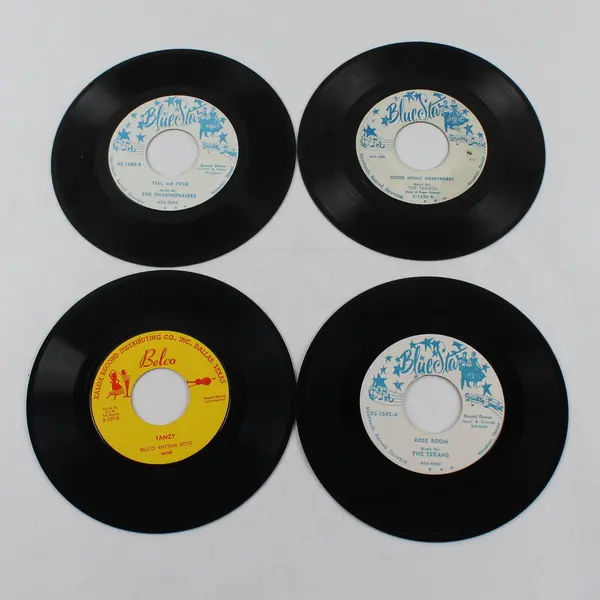 Lot of 4 Belco Rhythm Boys Band Blue Star Texans Shannonaires 45 RPM Vinyl