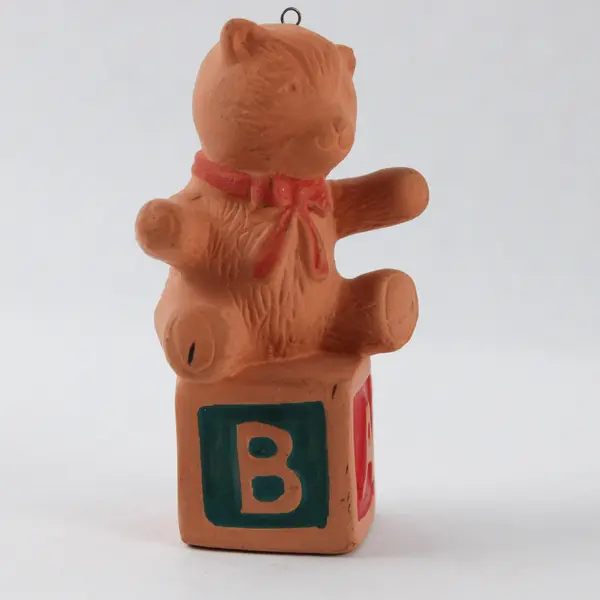 Vintage-Style Ceramic Christmas Ornament Teddy Bear Alphabet Blocks