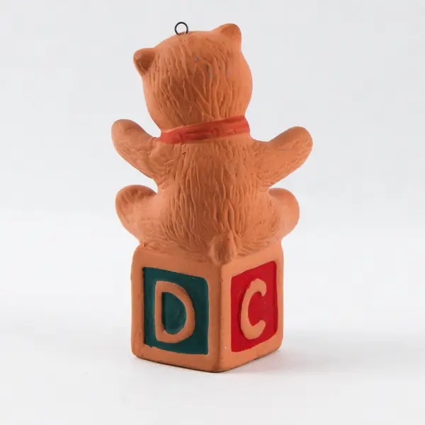 Vintage-Style Ceramic Christmas Ornament Teddy Bear Alphabet Blocks