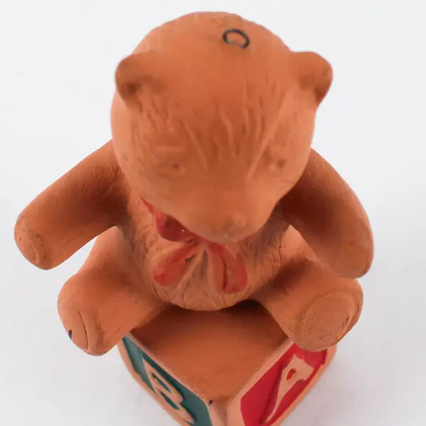 Vintage-Style Ceramic Christmas Ornament Teddy Bear Alphabet Blocks
