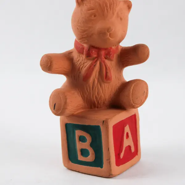 Vintage-Style Ceramic Christmas Ornament Teddy Bear Alphabet Blocks