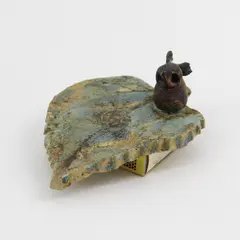Antique Swedish Moose on Leaf Match Holder SH Attached Empty Matchbox