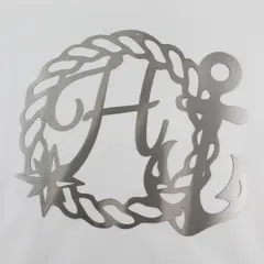 Metal Art Letter H Wall Sign Plaque Anchor And Star Nautical