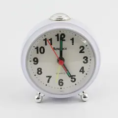 Advance White Plastic Quartz Battery Operated Alarm Clock
