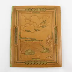 WWII Embossed Military Document Folder Album Soldier Ship Tank Planes