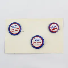 Lot of 3 Vintage 1972 Richard Nixon Presidential Campaign Pinback Buttons 