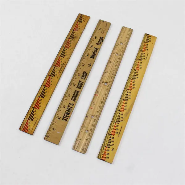 Lot of Four Flawed but Usable Twelve-inch Wooden Rulers 