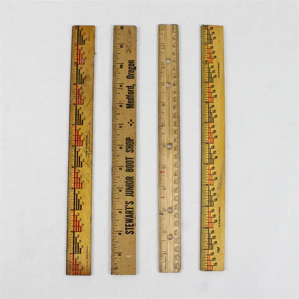 Lot of Four Flawed but Usable Twelve-inch Wooden Rulers 