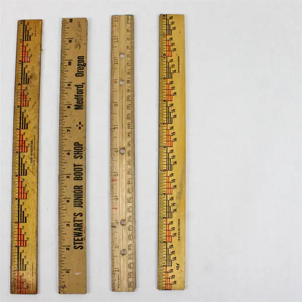 Lot of Four Flawed but Usable Twelve-inch Wooden Rulers 