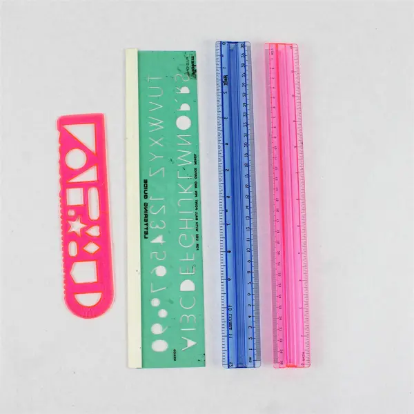 Lot of 4 Pickett 12in Plastic Drafting Tools Ruler Stencil Set