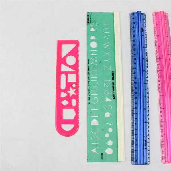 Lot of 4 Pickett 12in Plastic Drafting Tools Ruler Stencil Set