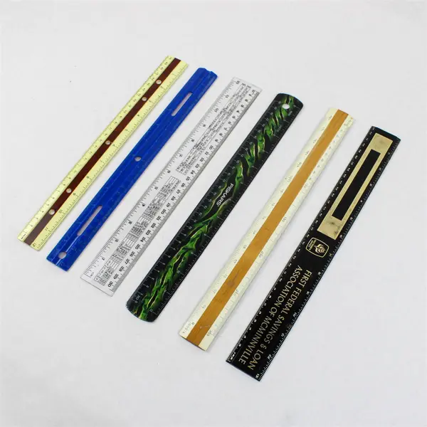 Lot of Six Flawed Plastic Twelve-Inch Rulers Various Brands