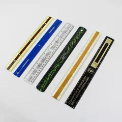 Lot of Six Flawed Plastic Twelve-Inch Rulers Various Brands