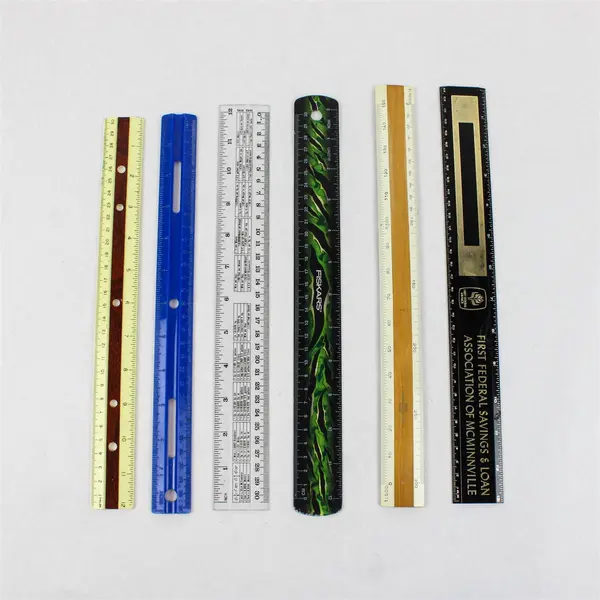 Lot of Six Flawed Plastic Twelve-Inch Rulers Various Brands