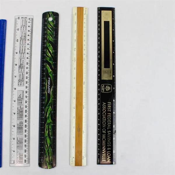 Lot of Six Flawed Plastic Twelve-Inch Rulers Various Brands