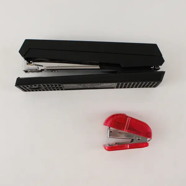 Two Boston Staplers - Small 3" Pink (Works) & Black 6" (Untested)