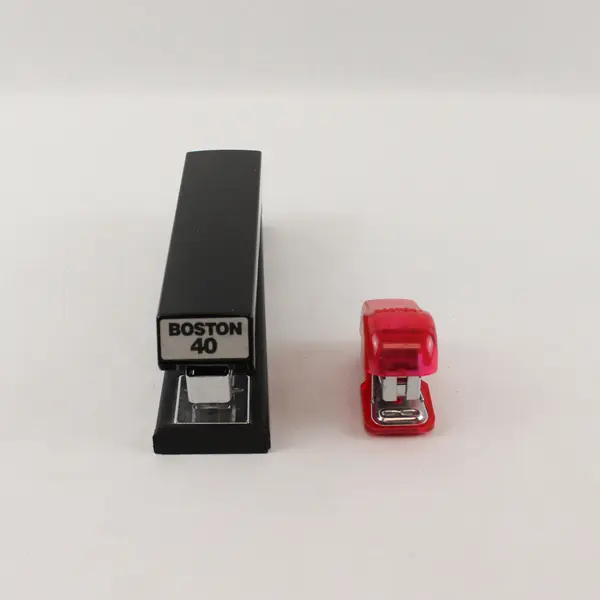 Two Boston Staplers - Small 3" Pink (Works) & Black 6" (Untested)