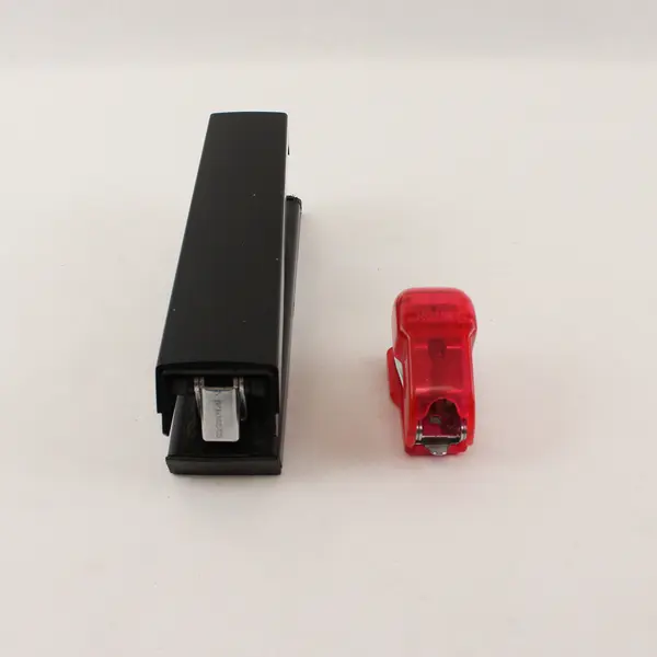 Two Boston Staplers - Small 3" Pink (Works) & Black 6" (Untested)