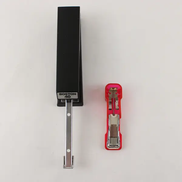 Two Boston Staplers - Small 3" Pink (Works) & Black 6" (Untested)
