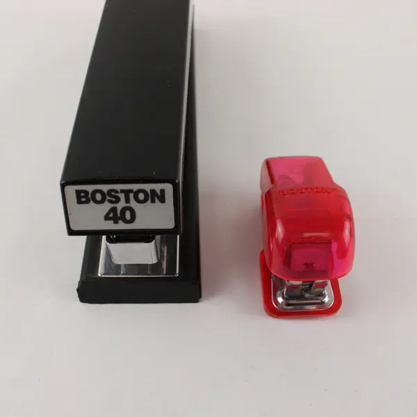 Two Boston Staplers - Small 3" Pink (Works) & Black 6" (Untested)
