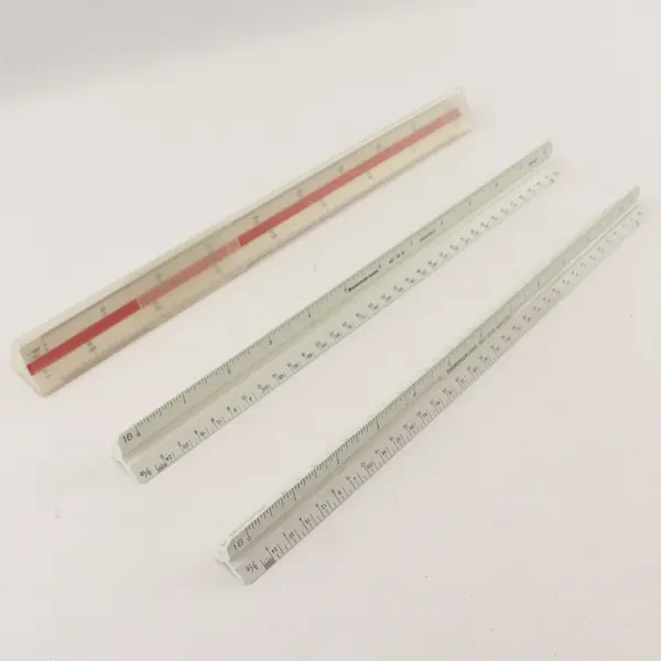 Lot of Three Triangular Scale Architect Rulers- Various Brands
