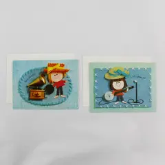 Lot of 2 Vintage Sunshine Little Girl Notecards UNUSED
