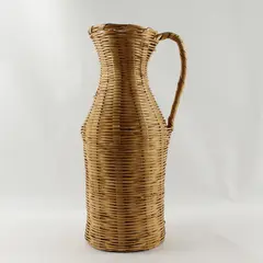 Vintage Boho Handwoven Wicker Pitcher-Shaped Basket Decorative