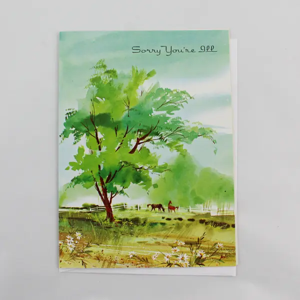 Vintage Crystal Greetings Horse Design Get Well Greeting Card UNUSED