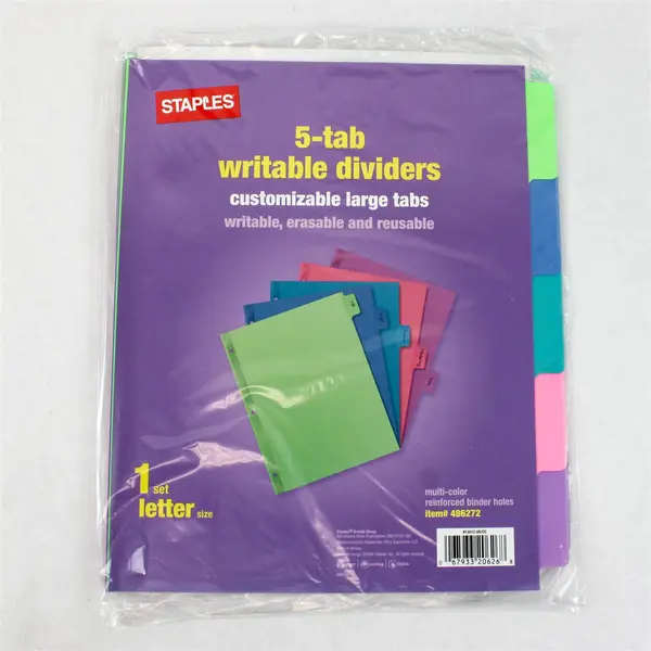 Lot of 4 Staples PostFax Writable Erasable Multicolor Large Tab Dividers